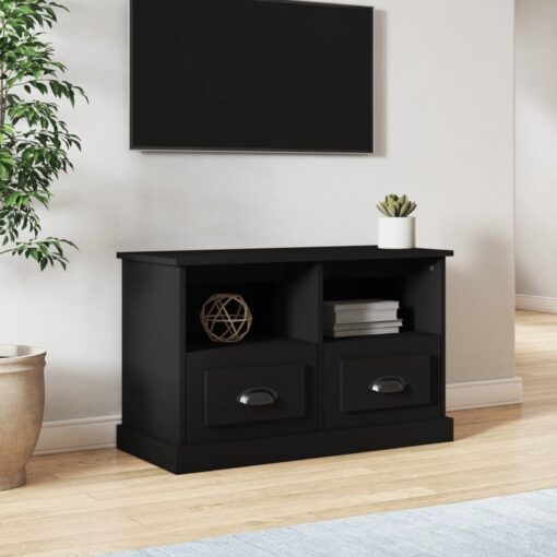 TV omarica črna 80x35x50 cm inženirski les