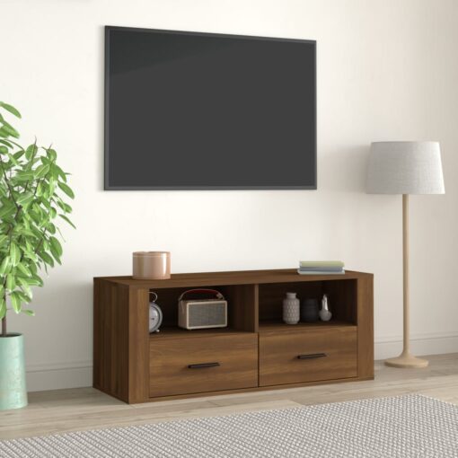 TV omarica rjav hrast 100x35x40 cm inženirski les