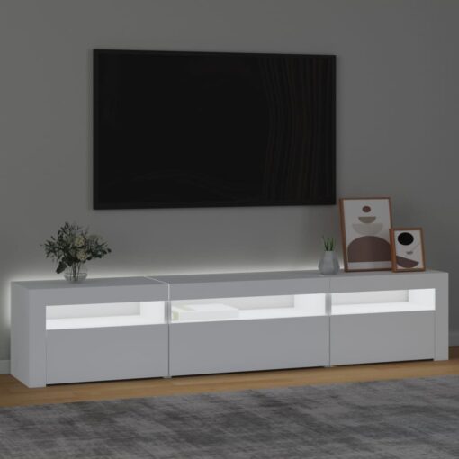 TV omarica z LED lučkami bela 195x35x40 cm - Image 3