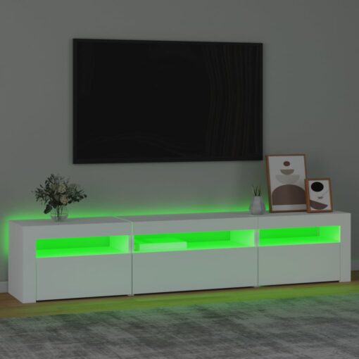 TV omarica z LED lučkami bela 195x35x40 cm - Image 4