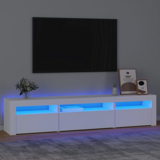 TV omarica z LED lučkami bela 195x35x40 cm