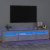 TV omarica z LED lučkami betonsko siva 195x35x40 cm