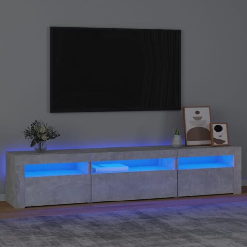 TV omarica z LED lučkami betonsko siva 195x35x40 cm