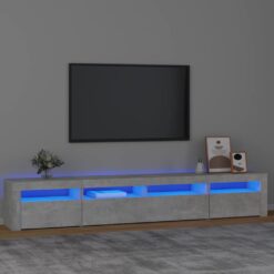 TV omarica z LED lučkami betonsko siva 240x35x40 cm