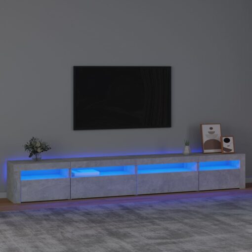 TV omarica z LED lučkami betonsko siva 270x35x40 cm