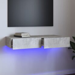 TV omarica z LED lučkami betonsko siva 90x35x15