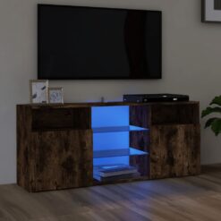 TV omarica z LED lučkami dimljeni hrast 120x30x50 cm