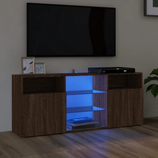 TV omarica z LED lučkami rjav hrast 120x30x50 cm