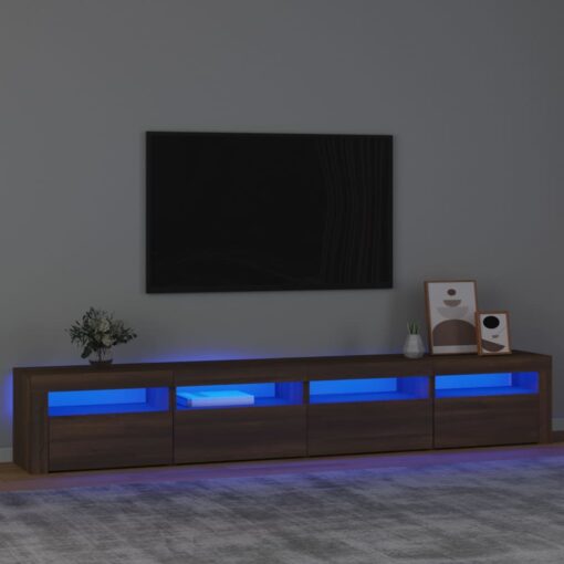 TV omarica z LED lučkami rjav hrast 240x35x40 cm