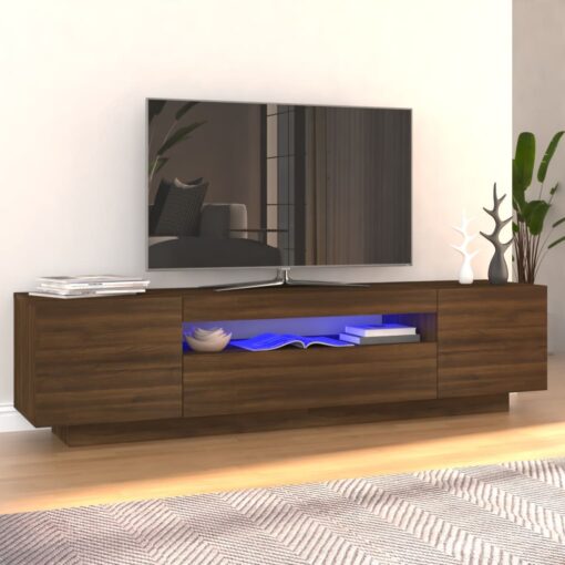 TV omarica z LED lučkami rjavi hrast 160x35x40 cm
