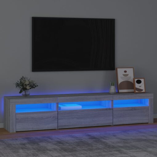 TV omarica z LED lučkami siva sonoma 195x35x40 cm