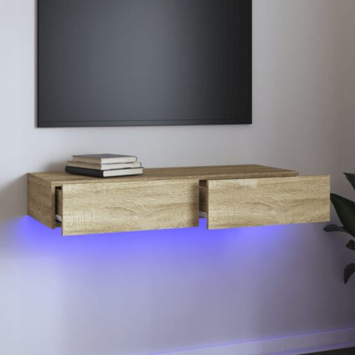 TV omarica z LED lučkami sonoma hrast 90x35x15