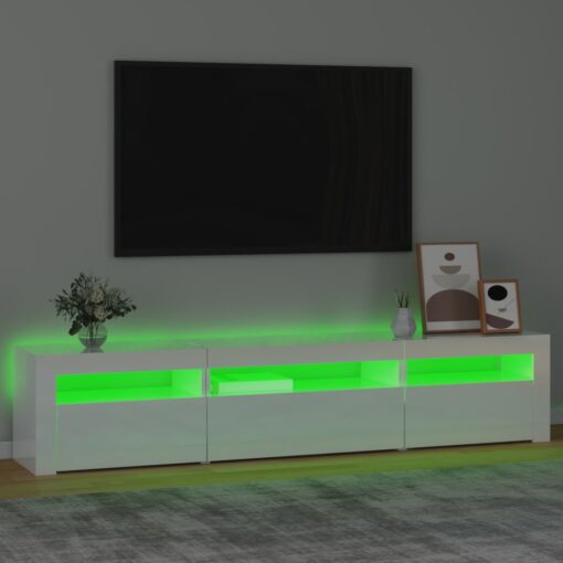 TV omarica z LED lučkami visok sijaj bela 195x35x40 cm - Image 4