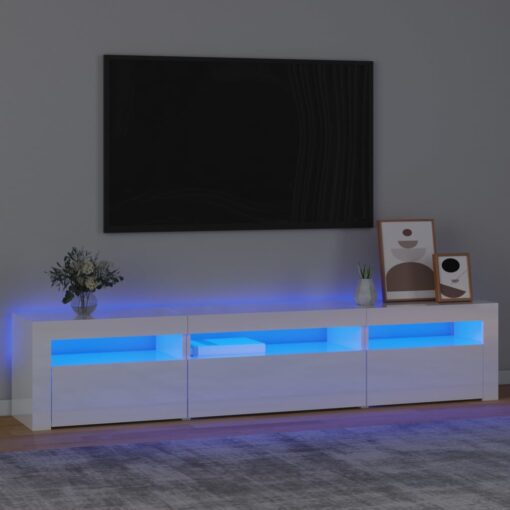 TV omarica z LED lučkami visok sijaj bela 195x35x40 cm