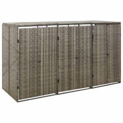 Trojna lopa za smetnjak siva 207x80x117 cm poli ratan