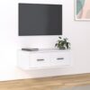 Viseča TV omarica bela 80x36x25 cm inženirski les