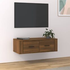 Viseča TV omarica rjav hrast 80x36x25 cm inženirski les