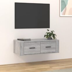 Viseča TV omarica siva sonoma 80x36x25 cm inženirski les