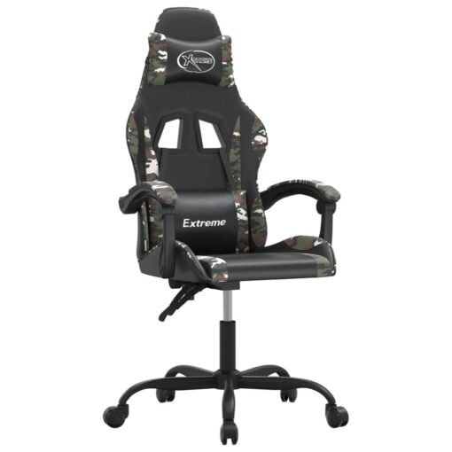 Vrtljiv gaming stol črno in kamuflažno umetno usnje - Image 2