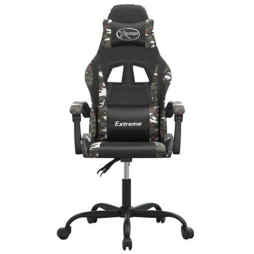 Vrtljiv gaming stol črno in kamuflažno umetno usnje - Image 3