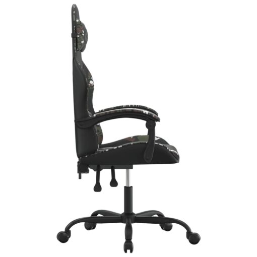 Vrtljiv gaming stol črno in kamuflažno umetno usnje - Image 4