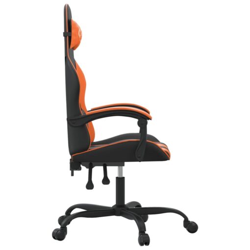 Vrtljiv gaming stol črno in oranžno umetno usnje - Image 4
