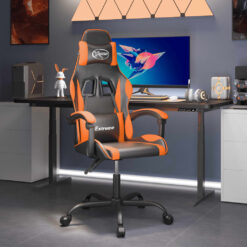 Vrtljiv gaming stol črno in oranžno umetno usnje