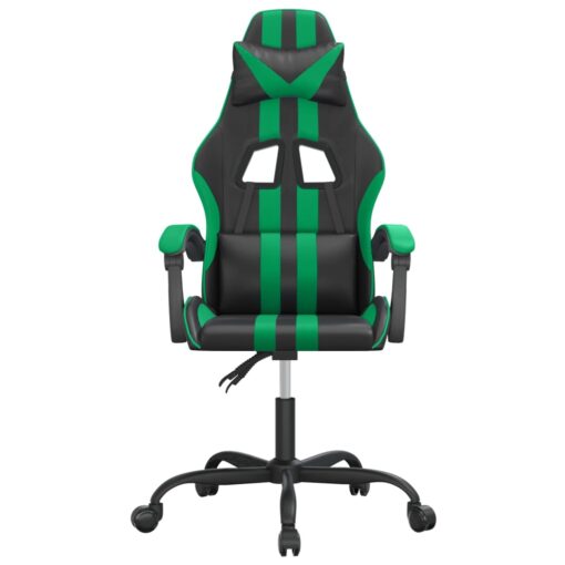 Vrtljiv gaming stol črno in zeleno umetno usnje - Image 3
