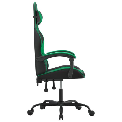 Vrtljiv gaming stol črno in zeleno umetno usnje - Image 4