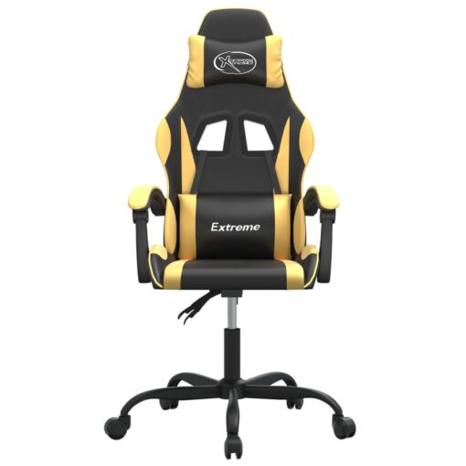 Vrtljiv gaming stol črno in zlato umetno usnje - Image 3