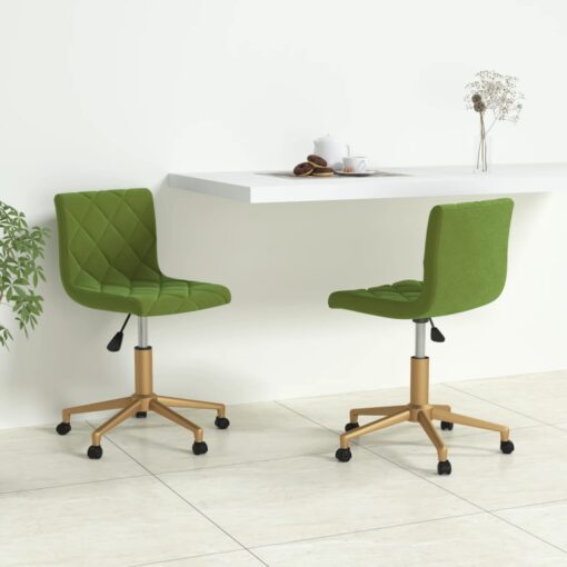 Vrtljiv jedilni stol 2 kosa svetlo zelen žamet