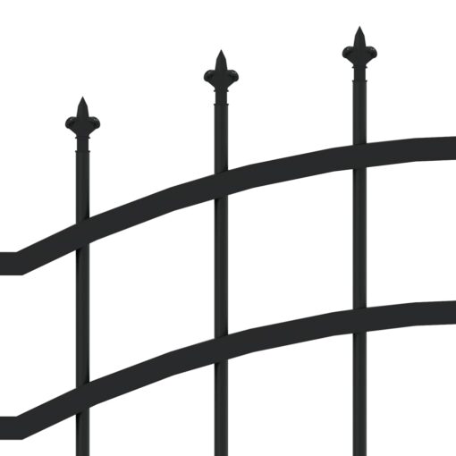 Vrtna ograja s suličastim vrhom črna 165cm prašno barvano jeklo - Image 4