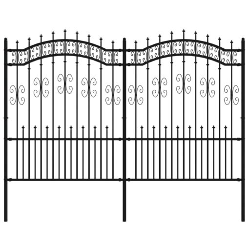 Vrtna ograja s suličastim vrhom črna 190 cm prašno jeklo - Image 2