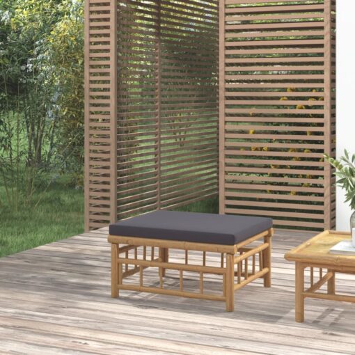 Vrtni stolček za noge s temno sivo blazino bambus