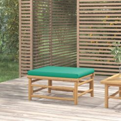 Vrtni stolček za noge z zeleno blazino bambus