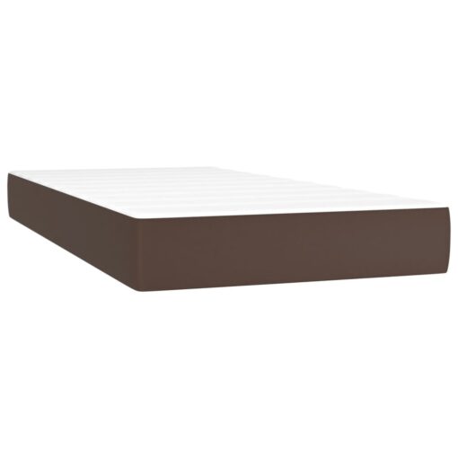 Vzmetnica z žepkasto vzmetjo rjava 100x200x20 cm umetno usnje - Image 2