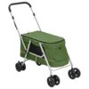 Zložljiv pasji voziček zelen 100x49x96 cm laneno blago