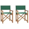 Zložljiv režiserski stol 2 kosa zelene barve trdna tikovina