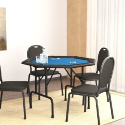 Zložljiva poker miza za 8 igralcev modra 108x108x75 cm
