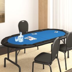 Zložljiva poker podloga za 10 igralcev modra 208x106x3 cm