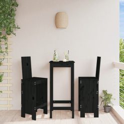 Barski stolček 2 kosa črn 40x42x120 cm trdna borovina