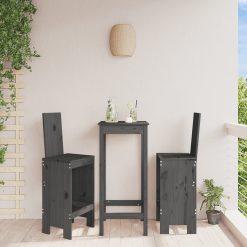 Barski stolček 2 kosa siv 40x42x120 cm trdna borovina