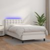 Box spring postelja z vzmetnico LED bel 100x200 cm umetno usnje