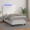 Box spring postelja z vzmetnico LED bel 90x190 cm umetno usnje