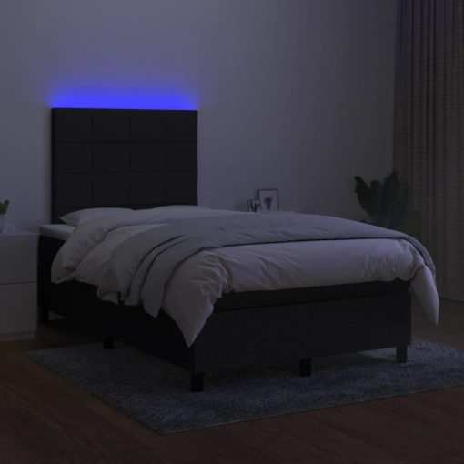 Box spring postelja z vzmetnico LED črna 120x200 cm blago - Image 4