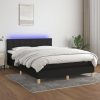 Box spring postelja z vzmetnico LED črna 140x190 cm blago