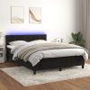 Box spring postelja z vzmetnico LED črna 140x190 cm žamet