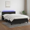 Box spring postelja z vzmetnico LED črna 140x200 cm blago