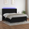 Box spring postelja z vzmetnico LED črna 160x200 cm blago
