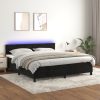 Box spring postelja z vzmetnico LED črna 160x200 cm žamet